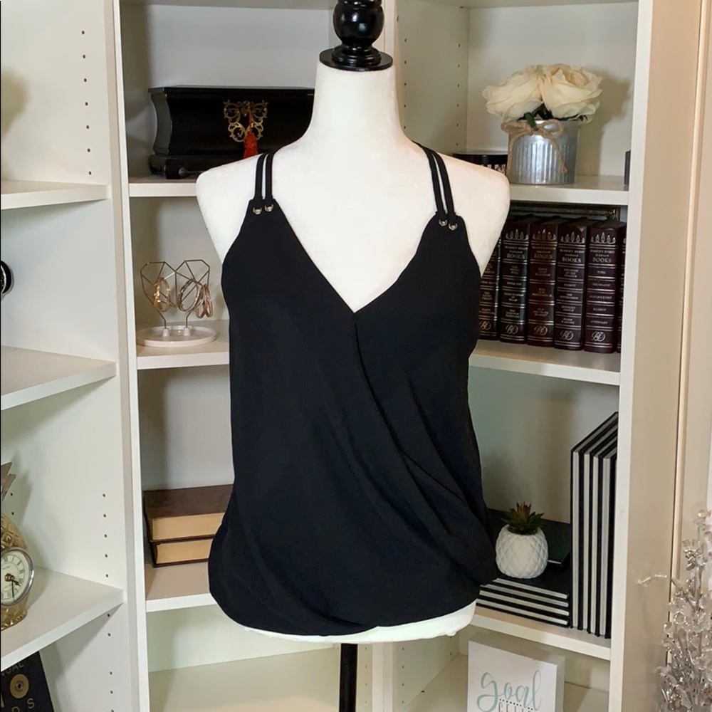Ardene Black Double-Strap Surplice Tank Top